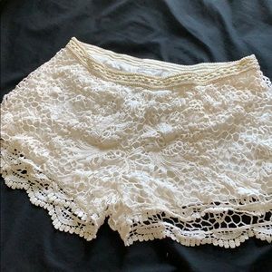 White lace shorts